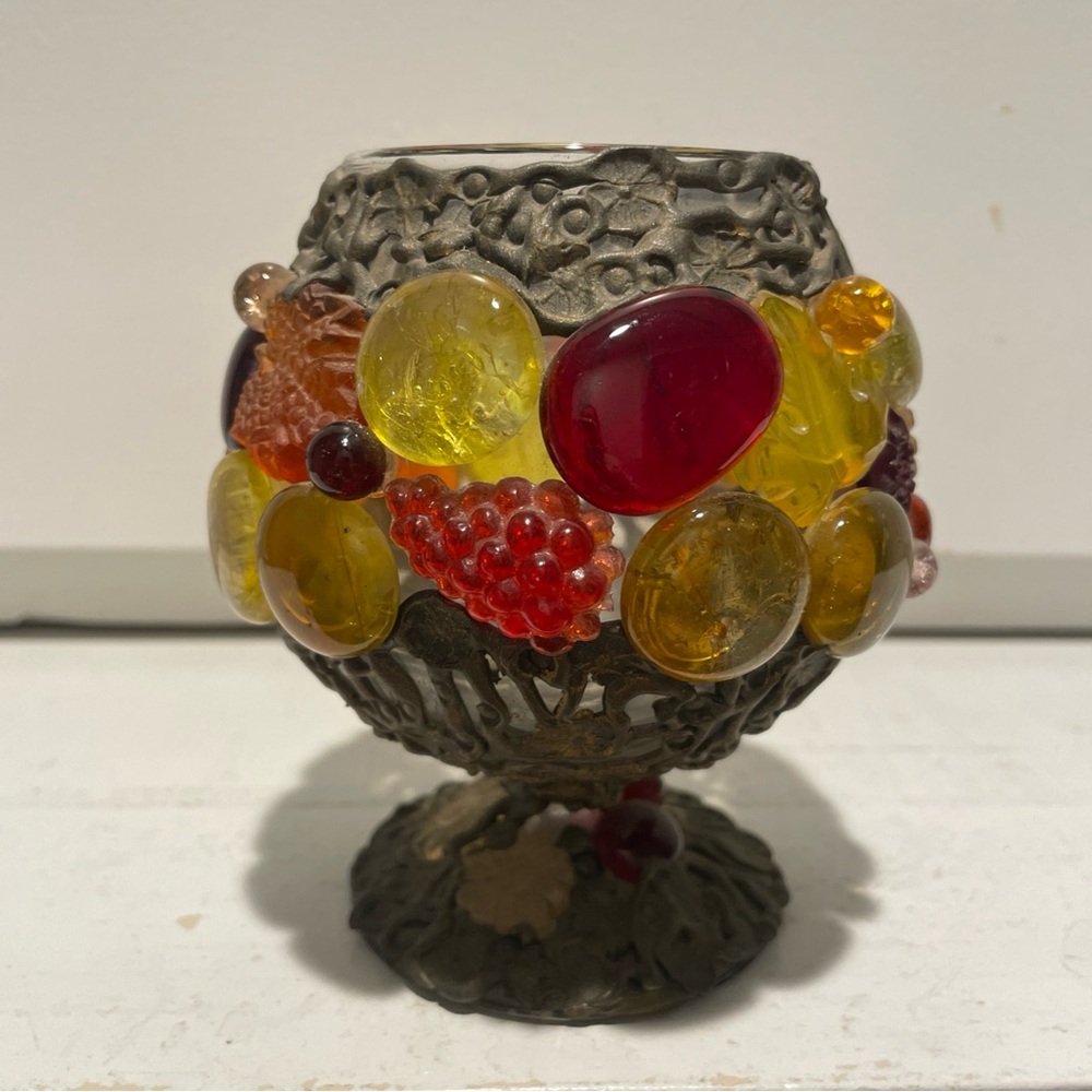 Rare Studio Art Stained Glass Goblet By Anna Graff
